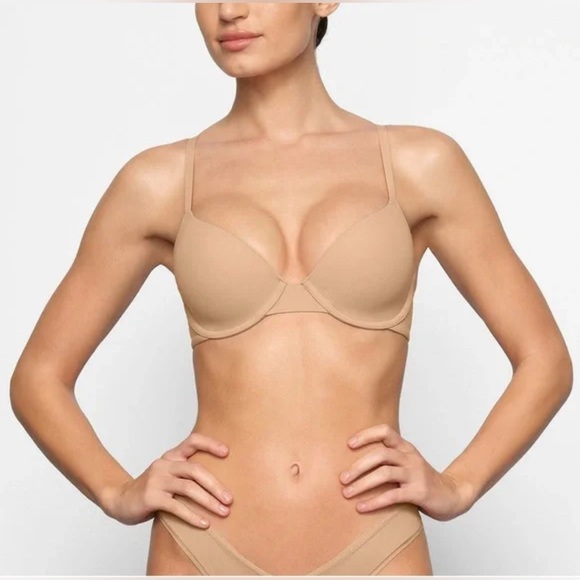 NEW Skims Fits Everybody T-Shirt Molded Demi Support Bra In Ochre Size 38DDD - Picture 1 of 6